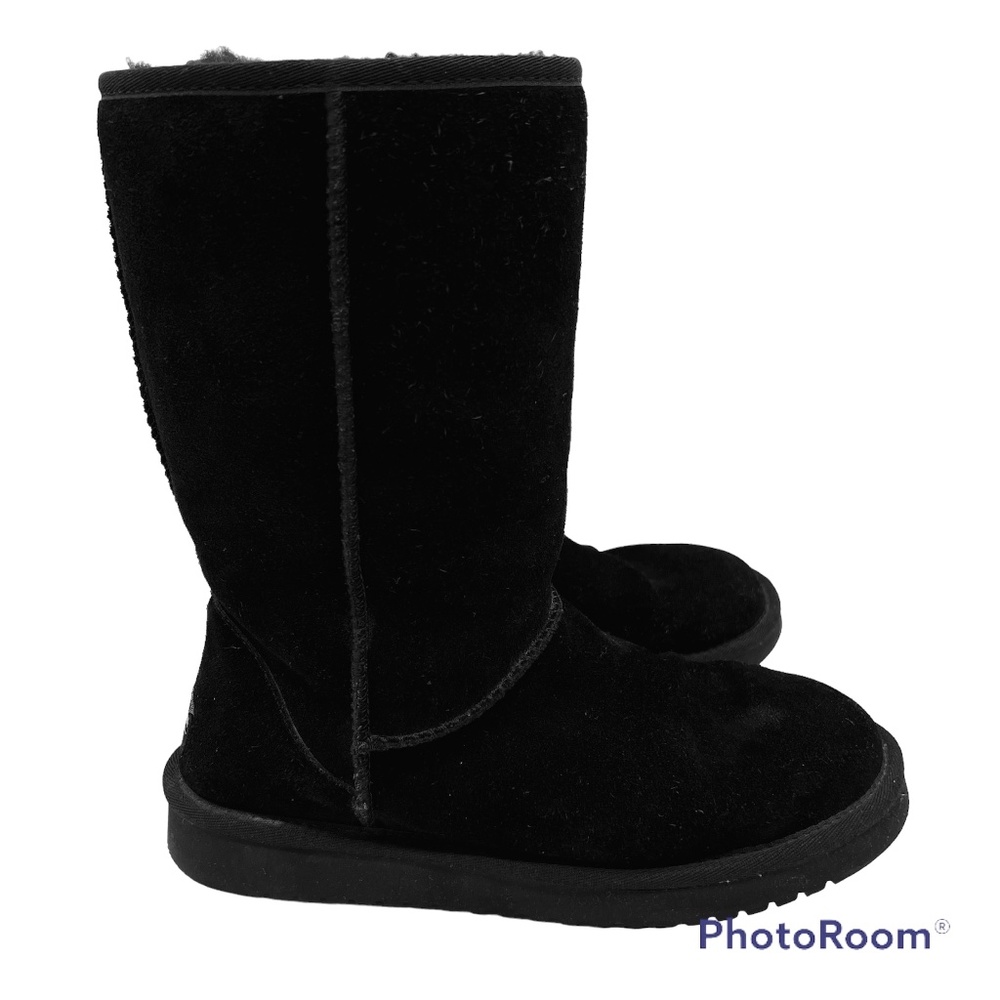 Koolaburra by UGG Black Leather Suede Calf Boots Y2K Faux Fur Lined Women Size 7